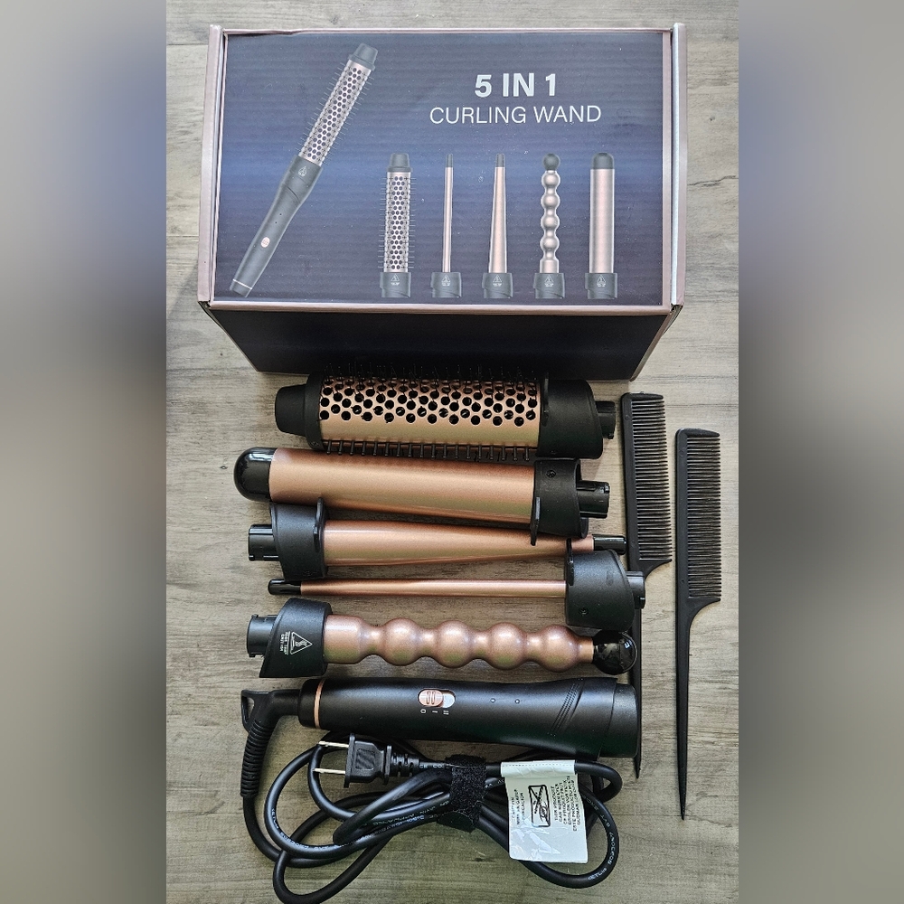 Lopeie 5 In 1 Curling Iron Set - Rose Gold